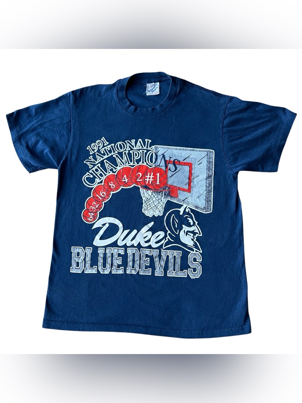 Vintage Duke Blue Devils T shirt 1991 Single Stitch National Champions Rare!
